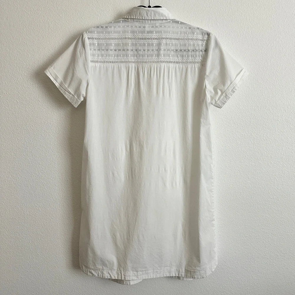 Cupcakes & Cashmere White Embroidered Cotton Collared Shirttail Mini Dress Sz S - Picture 3 of 9